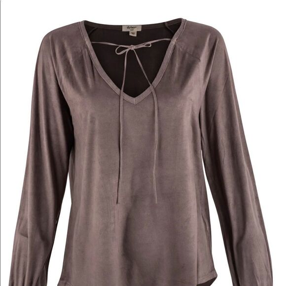 Dylan Luxe Suede V-Neck Top Indigo Blue Size Small - Picture 10 of 12